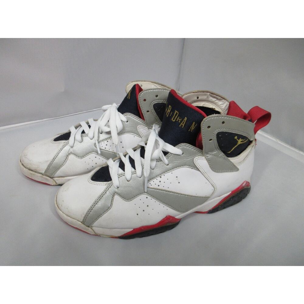 Nike Air Jordan 7 Retro Olympic Shoes Mens Size 9 White Red Navy Gold 304775-135